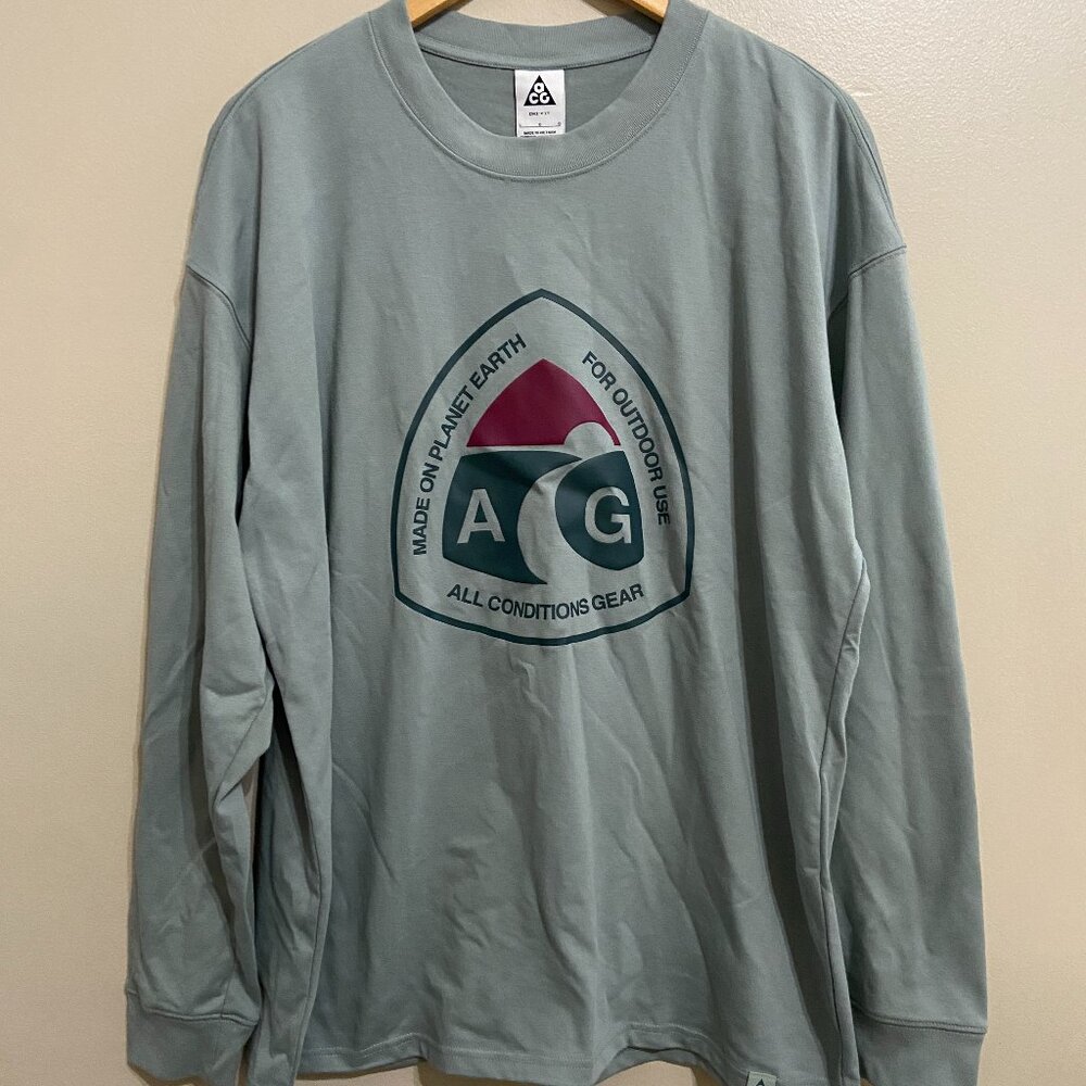 Nike ACG Heavyweight Hiking Long-Sleeve Tee Shirt Green DX9450-330 Mens NEW